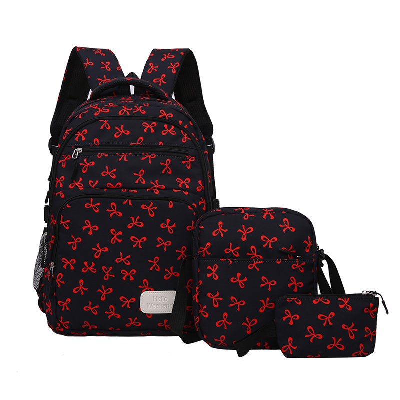 3Pcs Cute Bow Print Backpack w - Sling Backpack Shoulder ulasan dan harga